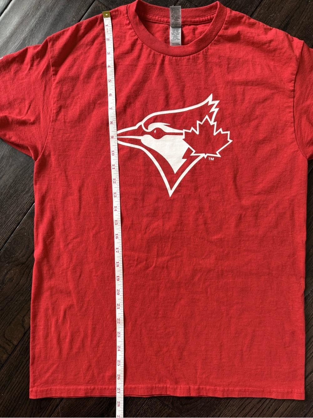 Gildan Red Short Sleeve T-Shirt with White Logo - Picture 8 of 8